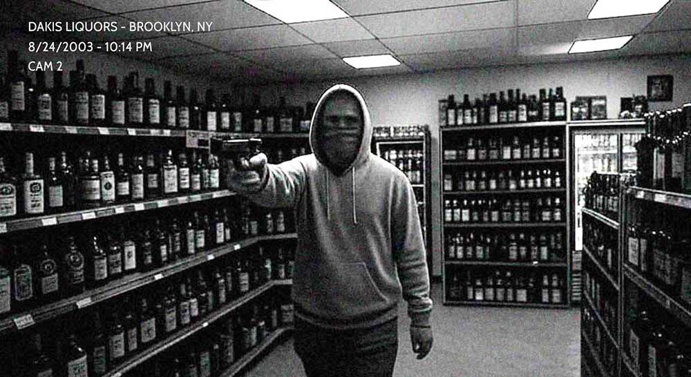 Non-fiction story writing. A liquor store robbery, security cam footage.